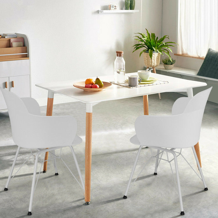 Set of 2 Metal Frame Modern Petal-Shape Plastic Dining Chairs