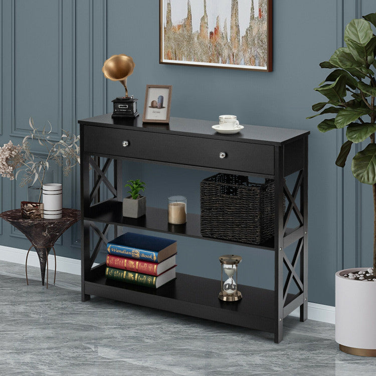 3-Tier Console Table with Drawers for Living Room Entryway