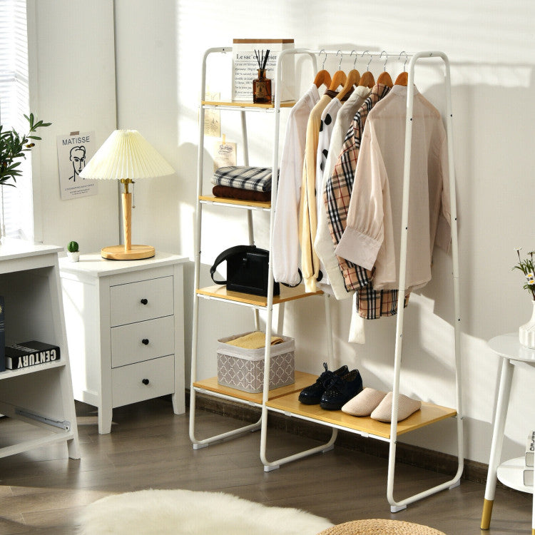 Clothes Rack Free Standing Storage Tower with Hanging Bar