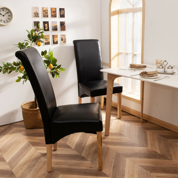 2 Pieces Dining Chairs Set with Rubber Wood Legs