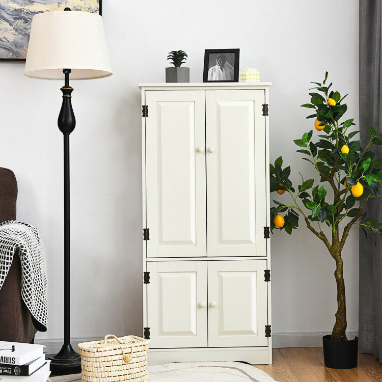 Accent Floor Storage Cabinet with Adjustable Shelves and Antique 2-Door