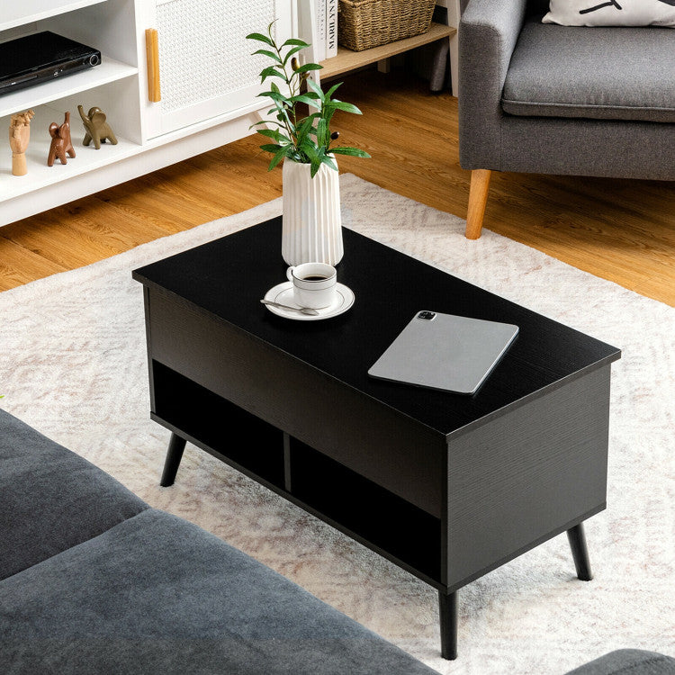 31.5 Inch Lift-Top Coffee Table with Hidden Storage and 2 Open Shelves