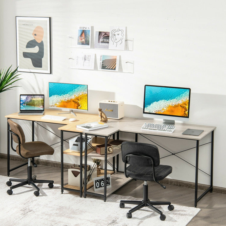 48 Inch Reversible L Shaped Computer Desk with Adjustable Shelf