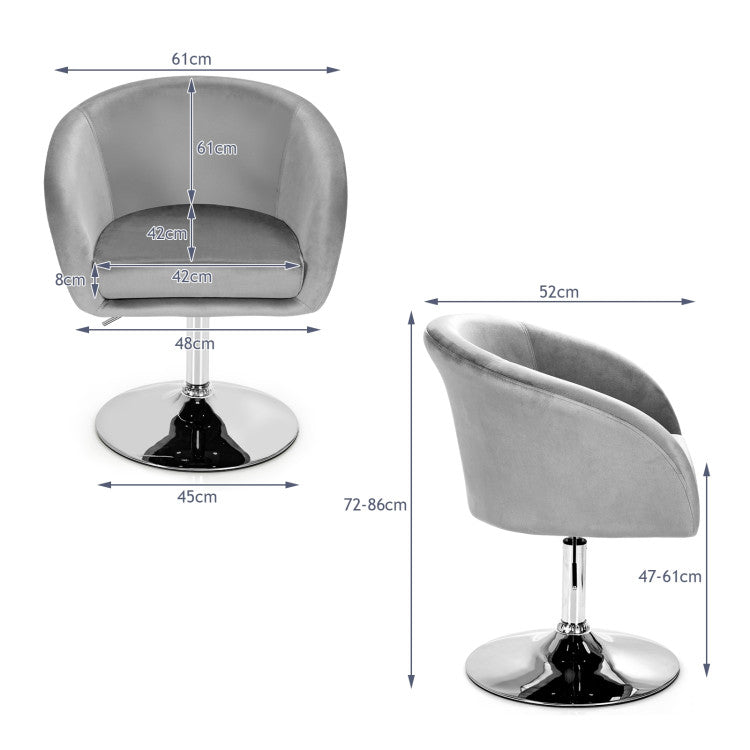 360-Degree Swivel Accent Chair with Round-Back and Chrome Frame for Makeup