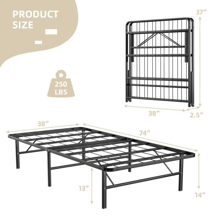 Twin/Full/Queen Size Foldable Metal Platform Bed with Tool-Free Assembly