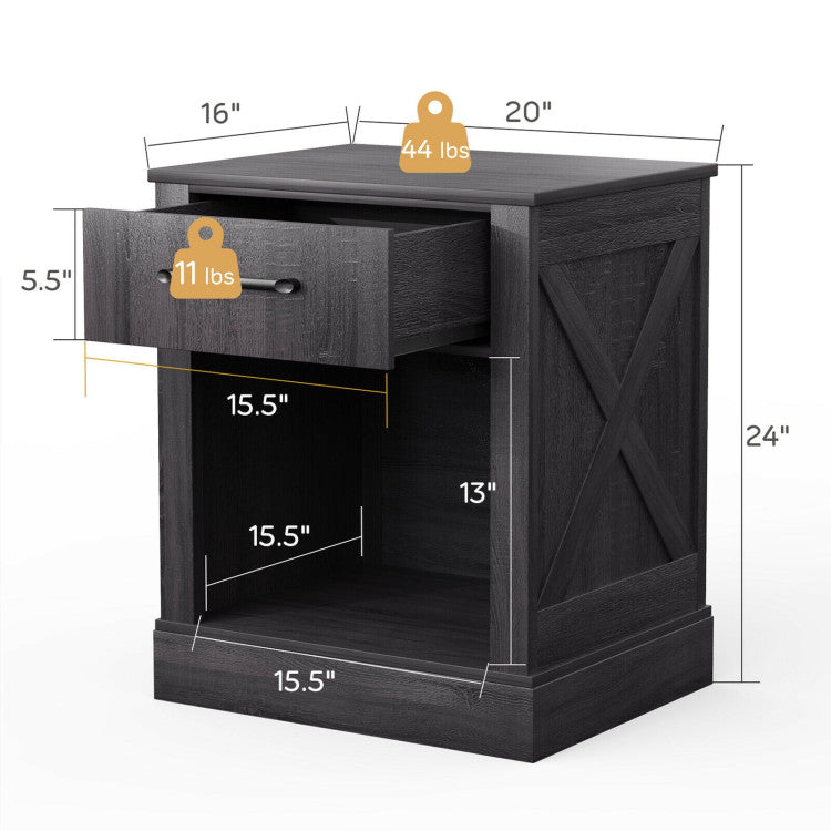 Compact Nightstand with Drawer and Open Compartment