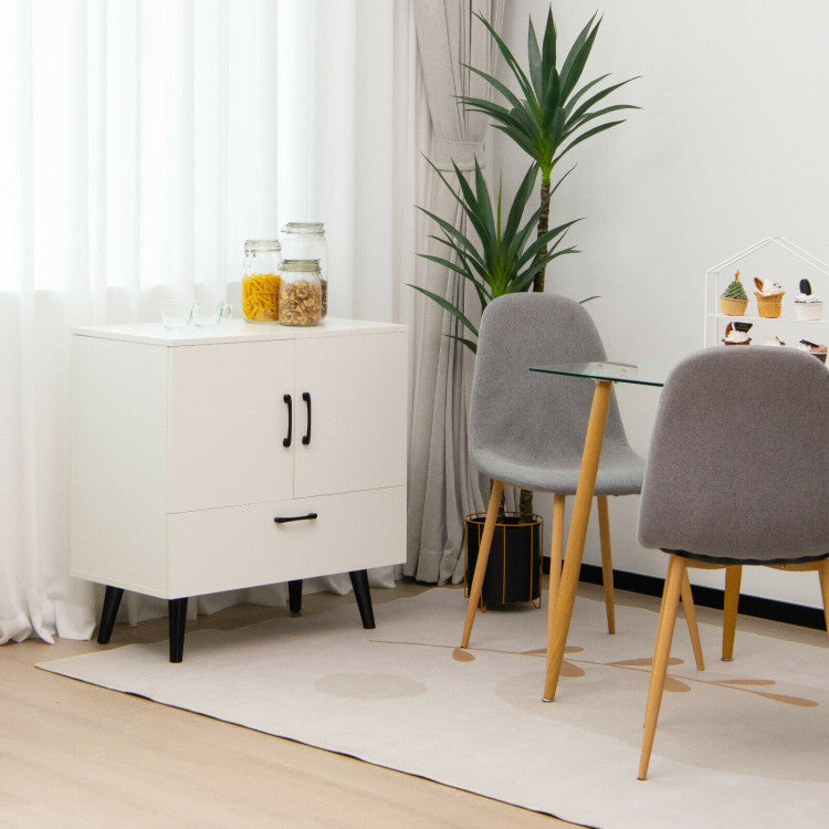 Modern Floor Storage Cabinet with 2 Doors and 1 Pull-Out Drawer