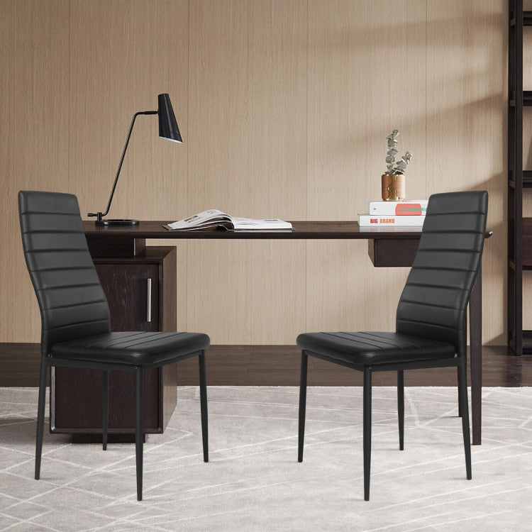 4 Pieces Modern Leather Dinning Chairs Set with Metal Frame