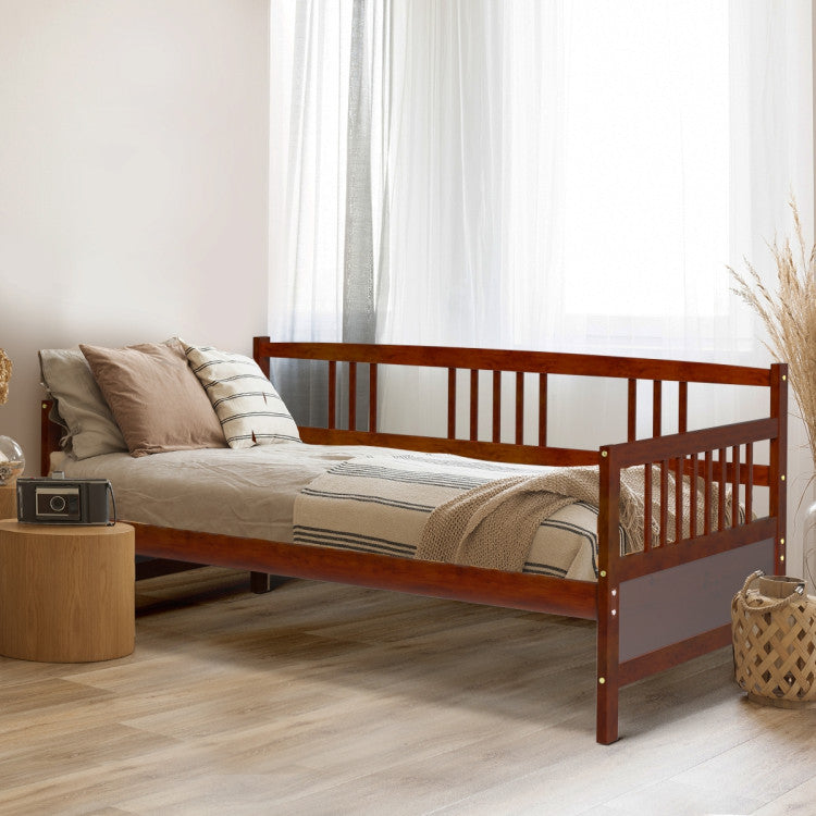 Modern Twin Size Daybed Frame with Wooden Slats Support