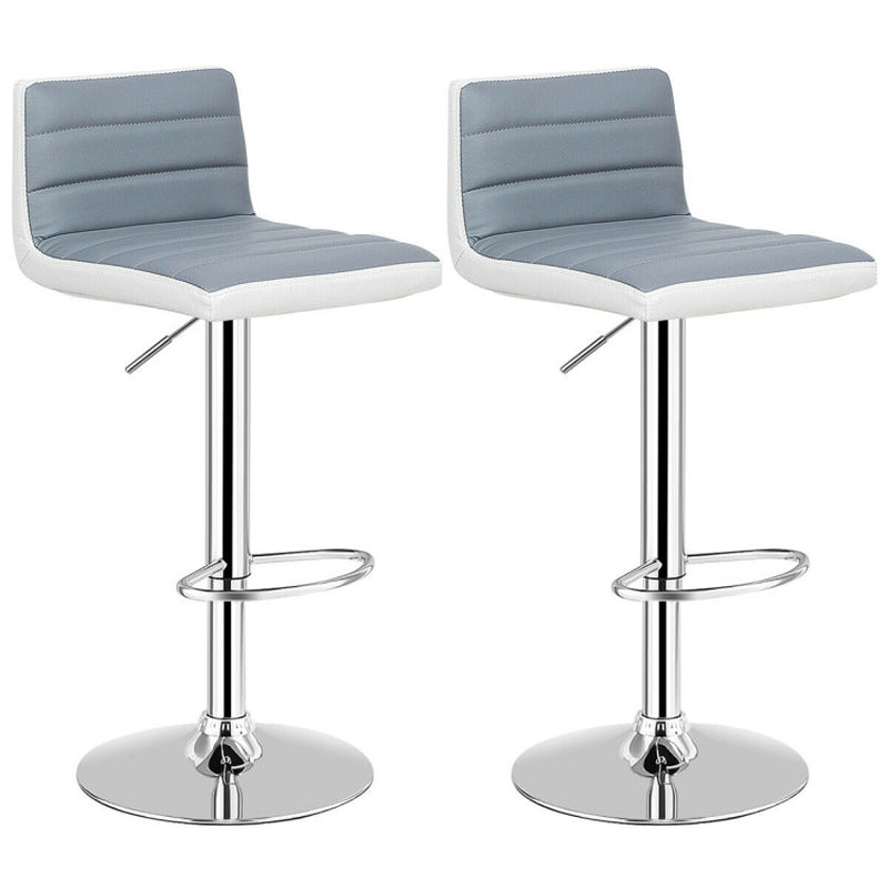 Set of 2 Adjustable Heights Barstool with PU Leather