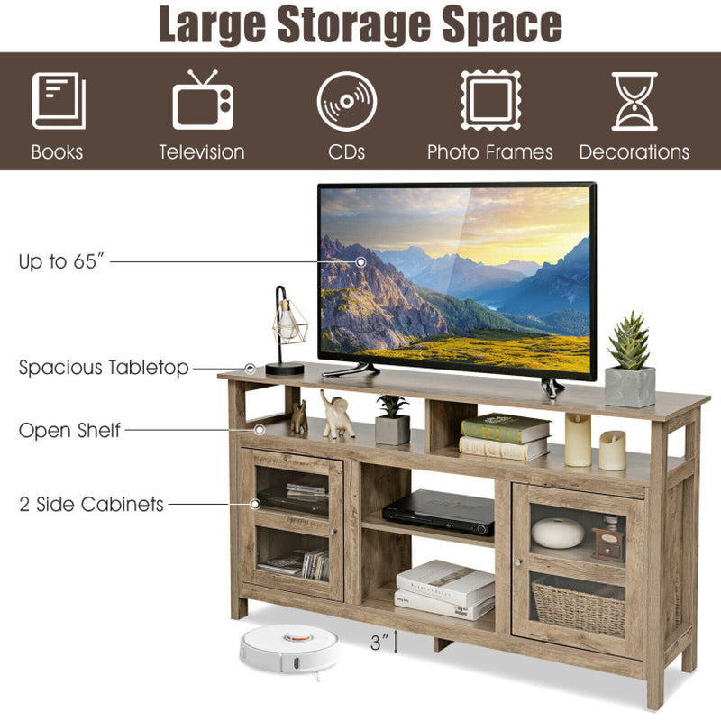 58 Inch TV Stand with 2 Cabinets for Flat Screen Tvs up to 65 Inch