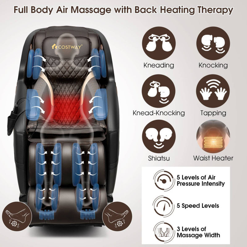 Zero Gravity Sl-Track Electric Shiatsu Massage Chair with Intelligent Voice Control