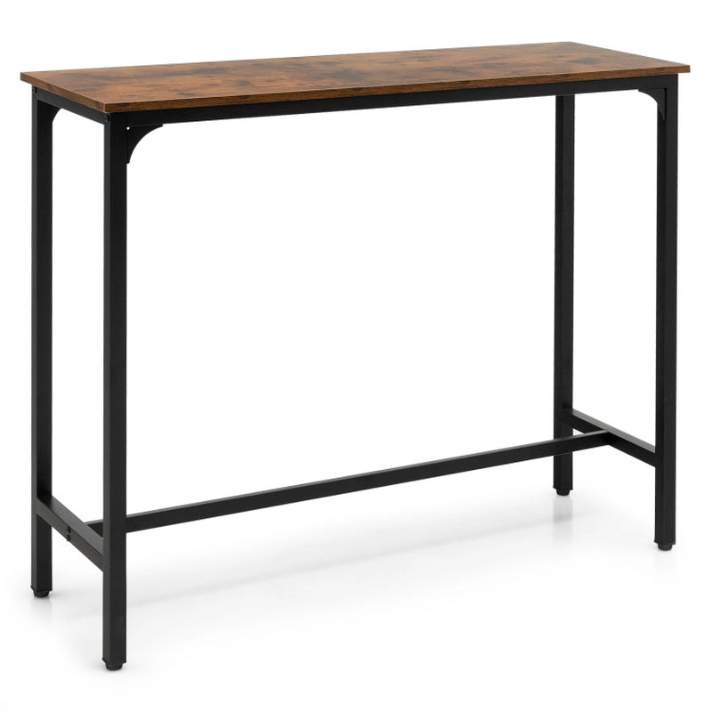 48 Inch Industrial Pub Dining Table with Steel Frame