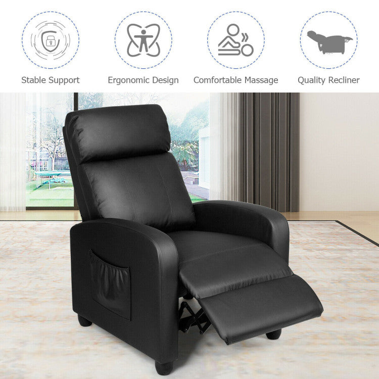 Recliner Sofa with Massage Function and Padded Seat