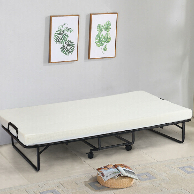 Twin Size Metal Folding Bed with 4 Inch Foam Mattress