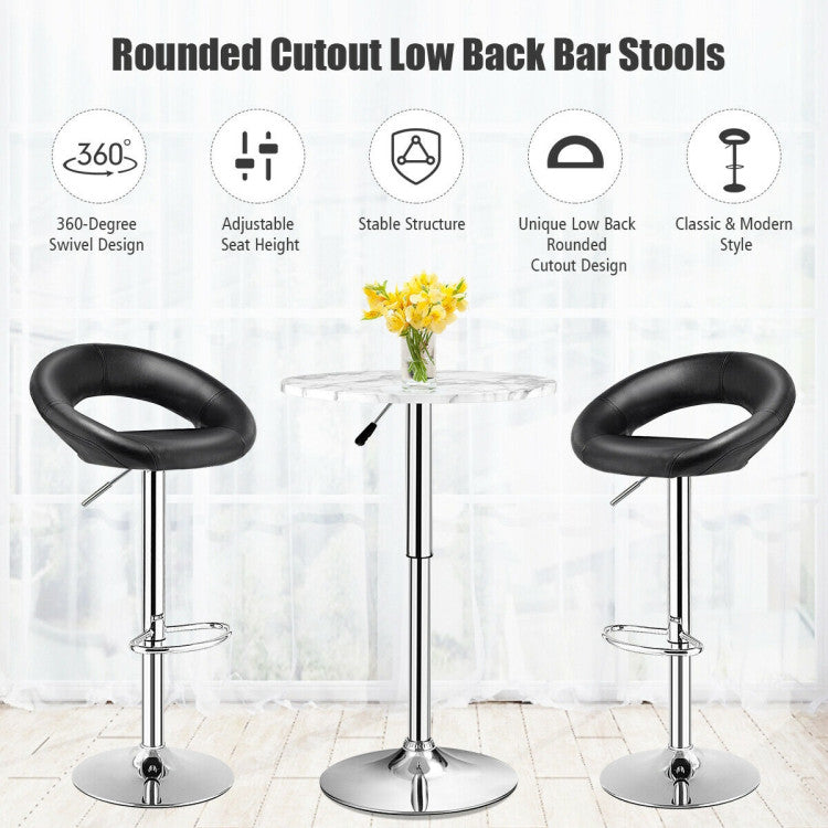 Set of 2 Bar Stools Adjustable PU Leather Swivel Chairs