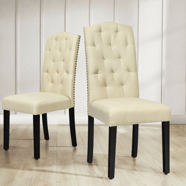 Set of 2 Modern Armless Tufted Kitchen Dining Chairs with Padded Seat