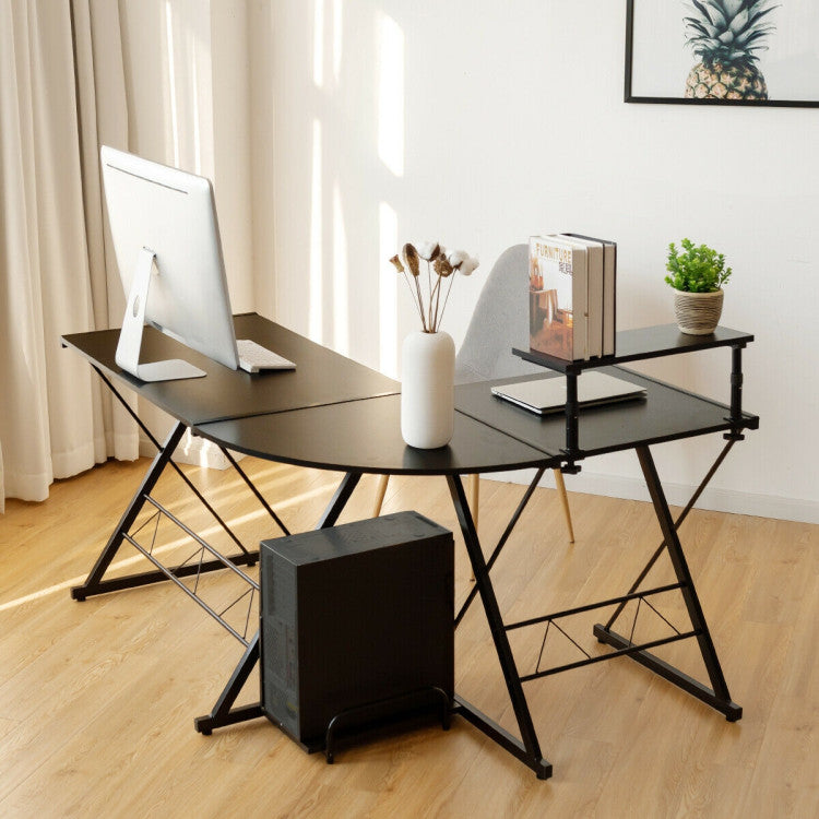 58 Inch L-Shaped Computer Desk with Movable Shelf and CPU Stand