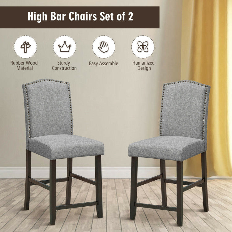 Upholstered Counter Height Bar Stools with S-Shaped Spring Thick Cushion