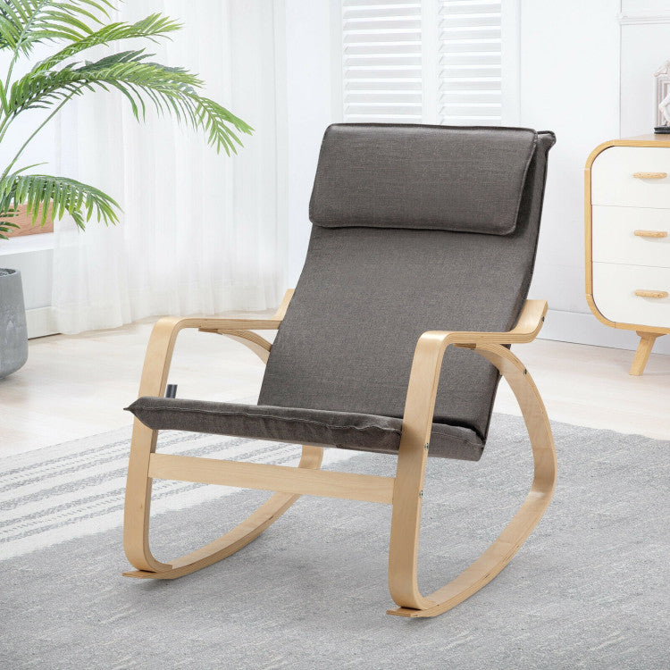 Stable Wooden Frame Leisure Rocking Chair with Removable Upholstered Cushion