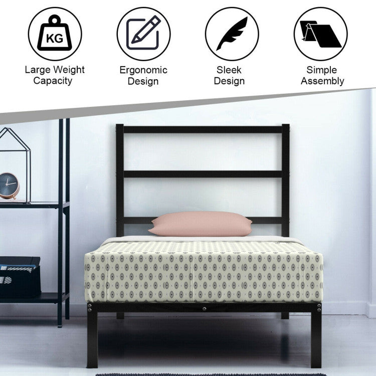 Twin/Full Size Metal Bed Platform Frame with Headboard.