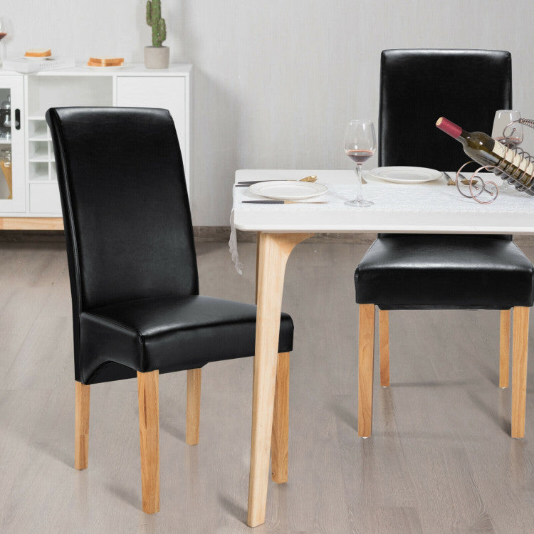 2 Pieces Dining Chairs Set with Rubber Wood Legs