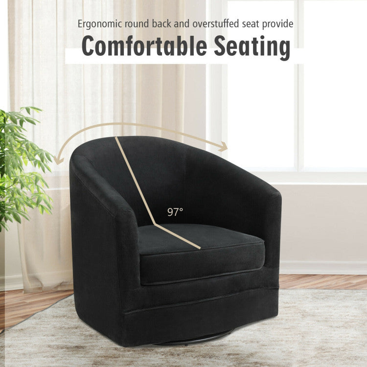 Assembly Accent Chair with 360-Degree Swivel Metal Base for Living Room