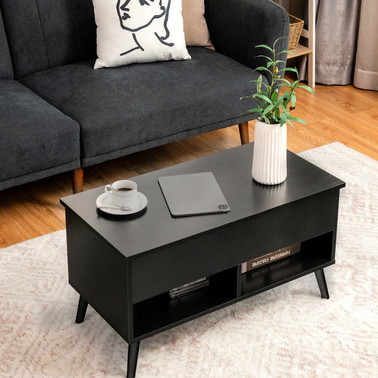 31.5 Inch Lift-Top Coffee Table with Hidden Storage and 2 Open Shelves