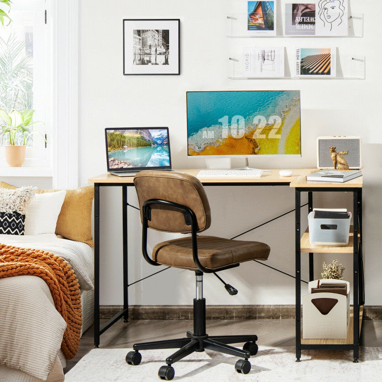 48 Inch Reversible L Shaped Computer Desk with Adjustable Shelf