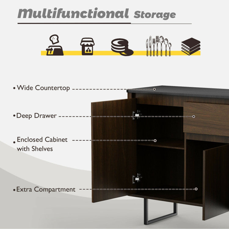 3-Door Kitchen Buffet Sideboard with Drawer for Living Room Dining Room