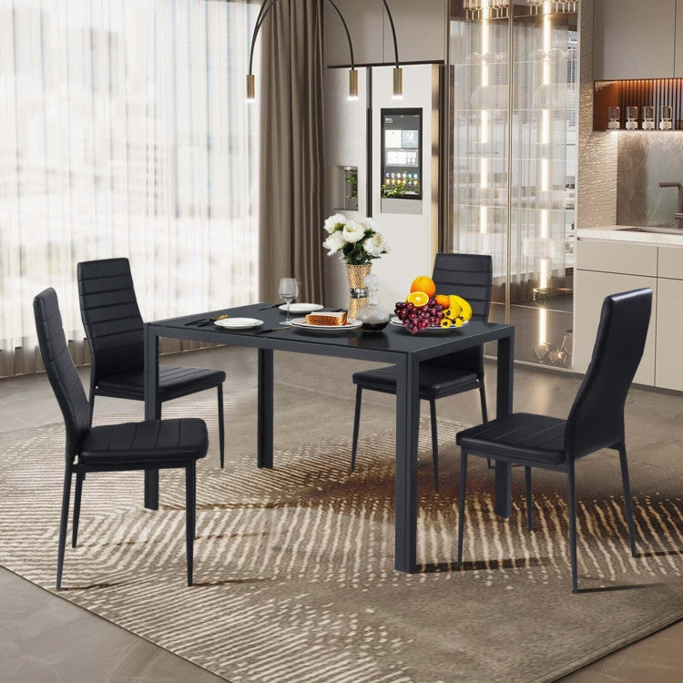 4 Pieces Modern Leather Dinning Chairs Set with Metal Frame