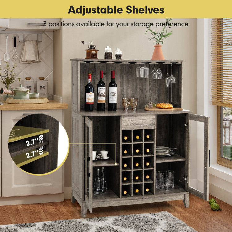 Buffet Hutch Cabinet with Removable Wine Rack for Kitchen