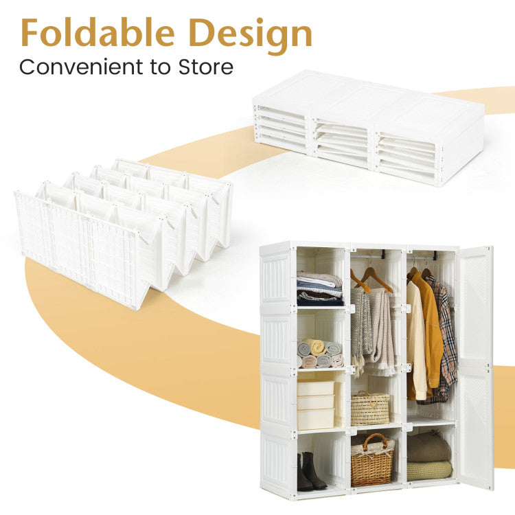 Foldable Closet Clothes Organizer with 8 Cubby Storage