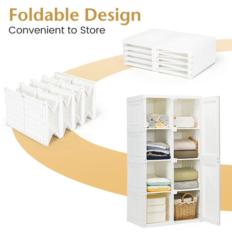 Foldable Armoire Wardrobe Closet with 8/10/12 Cubes