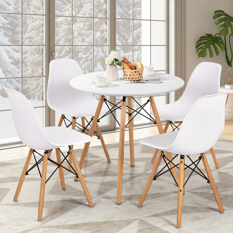 Round Modern Dining Table with Solid Beech Wood Legs