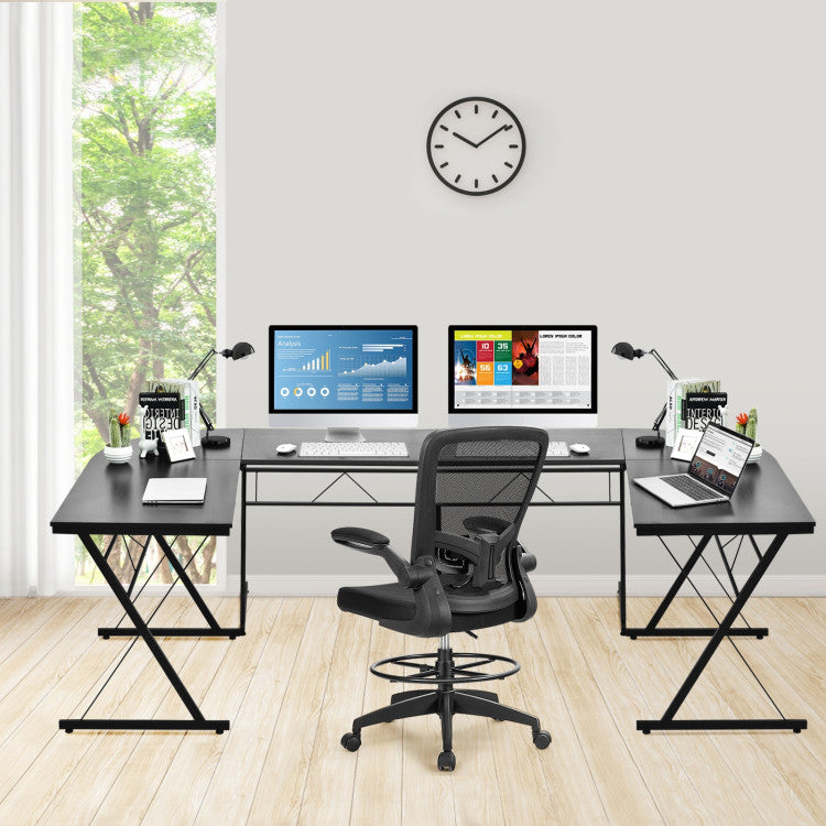 59 Inch L-Shaped Desk Corner Computer Desk with round Corner