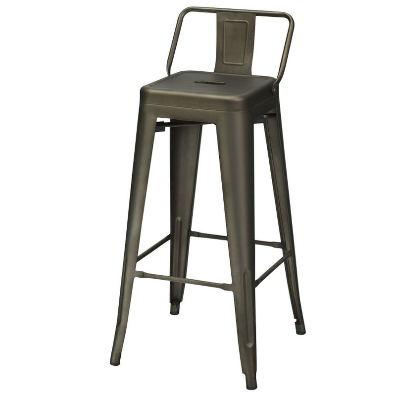 30 Inch Set of 4 Barstools with Removable Back and Rubber Feet