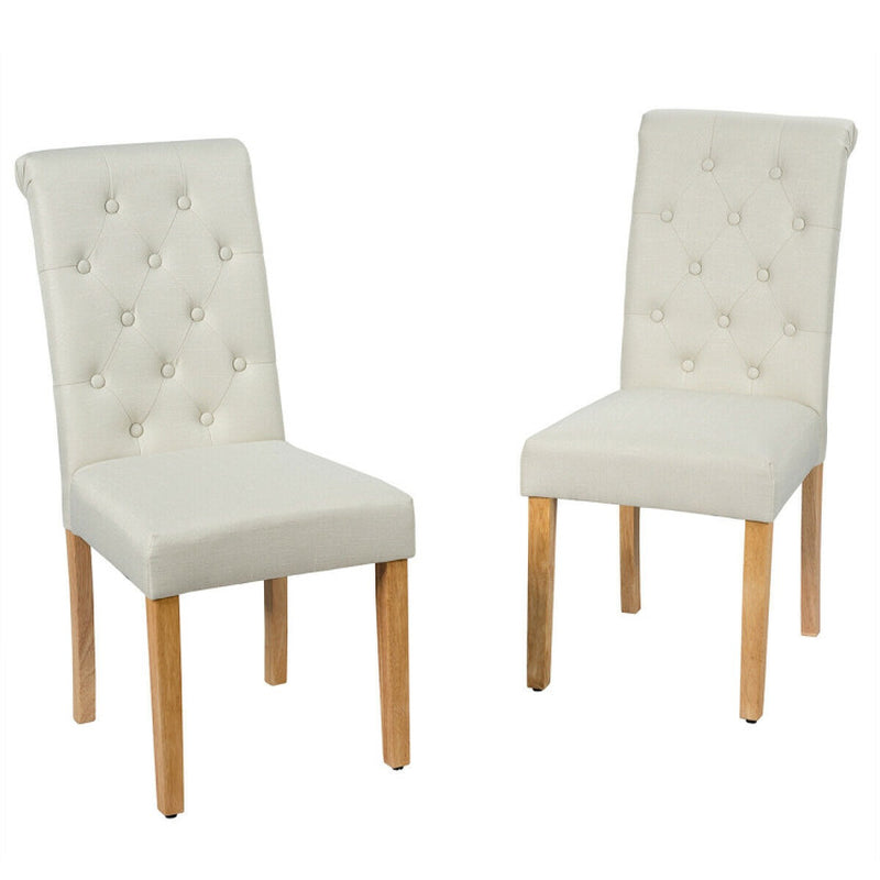 2 Pieces Tufted Dining Chair Set with Adjustable Anti-Slip Foot Pads