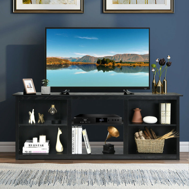 Wood TV Stand with 6 Open Shelves for Tvs up to 75-Inch