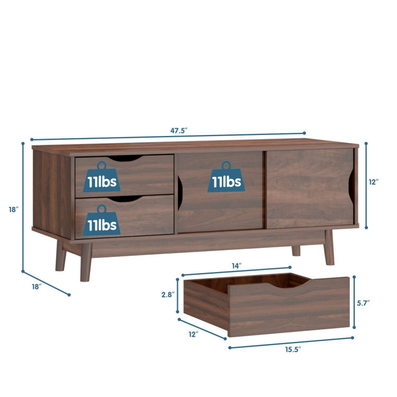 TV Console Cabinet with Drawers and Sliding Doors for Tvs up to 60 Inch