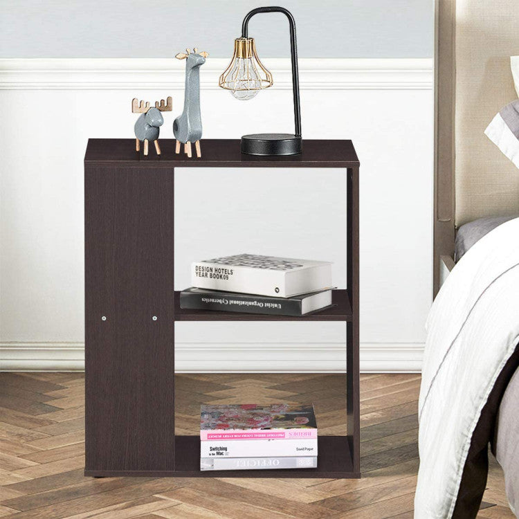 3-Tier End Table with Open Storage and Foot Pads