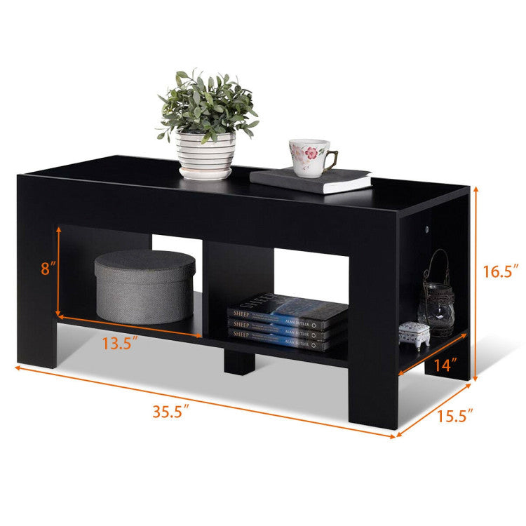 2-Tier Wood Coffee Table Sofa Side Table with Storage Shelf