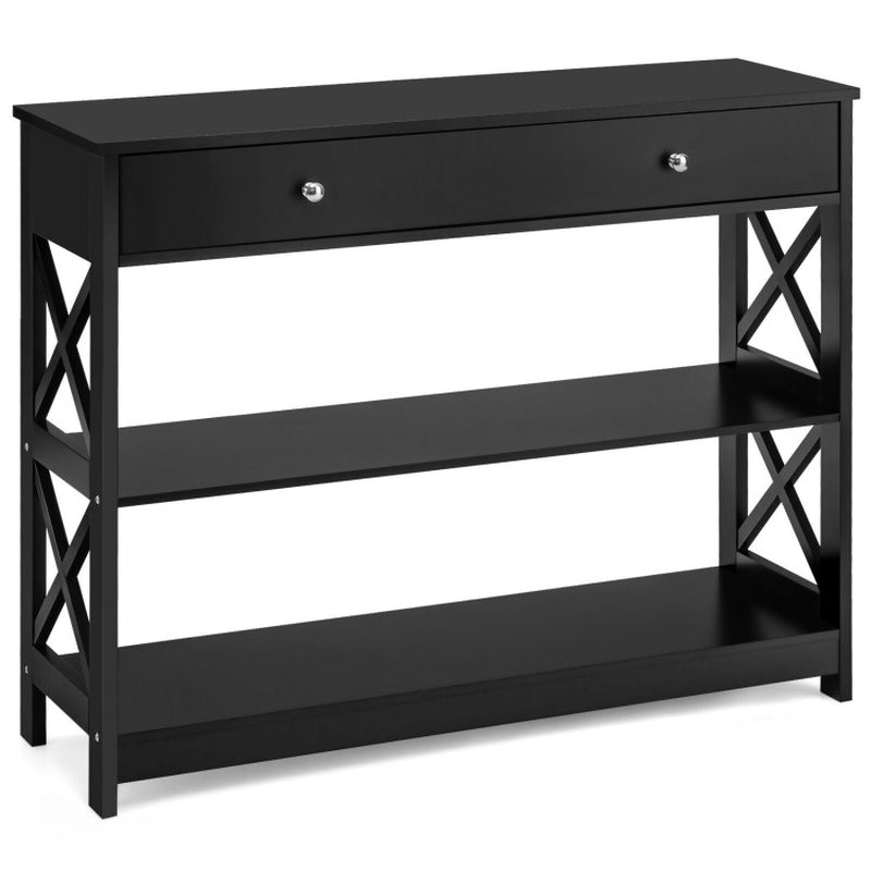 3-Tier Console Table with Drawers for Living Room Entryway