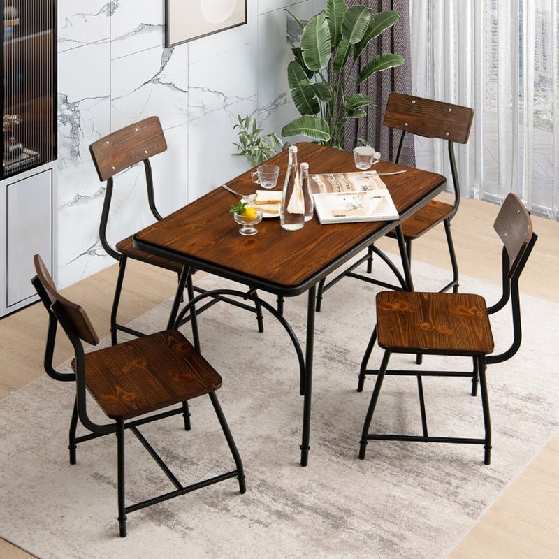 5 Piece Rectangular Dining Table Set with Metal Frame