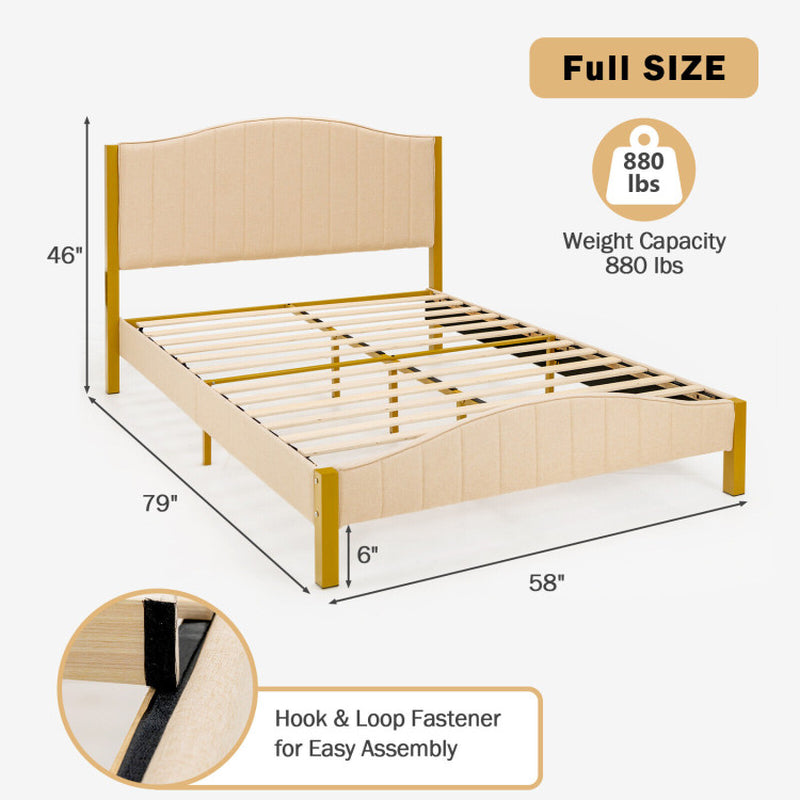 Full/Queen Size Upholstered Bed Frame with Quilted Headboard