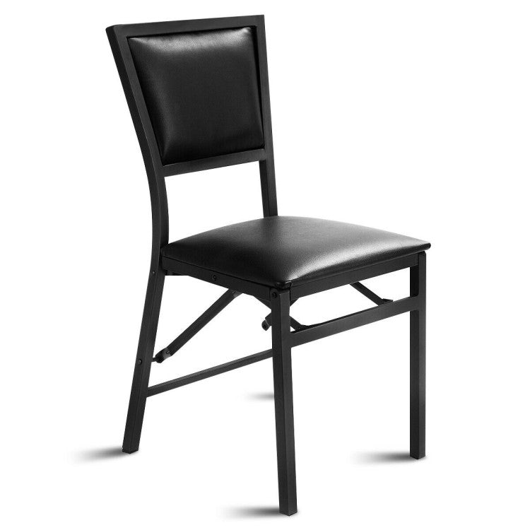 Set of 2 Metal Folding Dining Chair with Padded Seats for Small Room