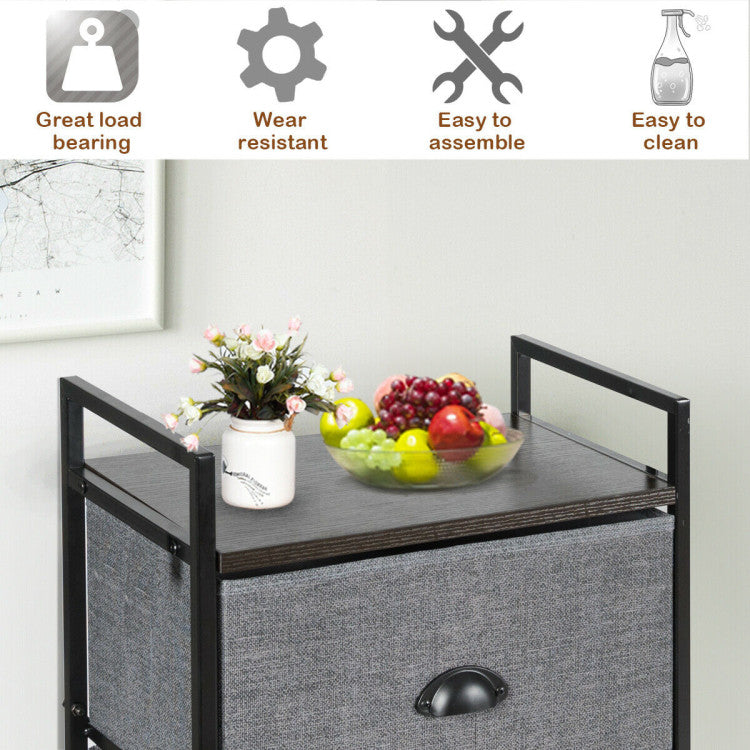 3-In-1 Portable Multifunctional Dresser with 8 Fabric Drawers and Metal Rack