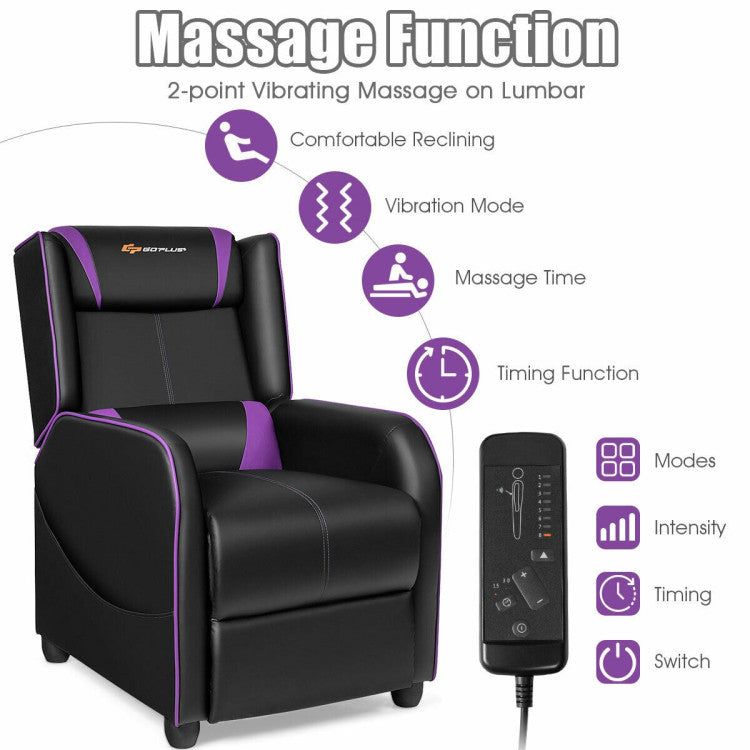 Adjustable Modern Gaming Recliner Chair with Massage Function and Footrest