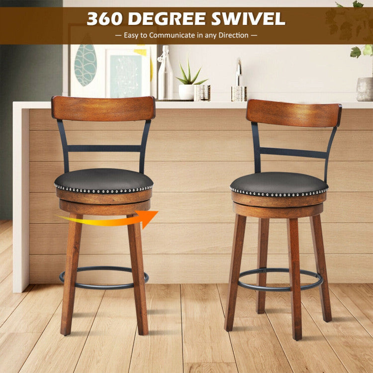 Set of 2 Swivel Counter Height Bar Stools