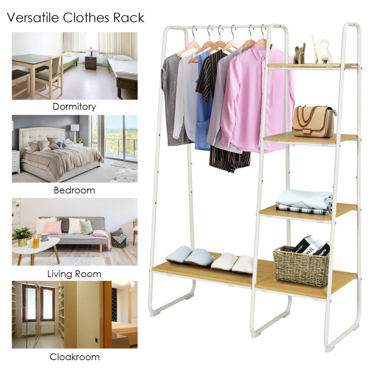 Clothes Rack Free Standing Storage Tower with Hanging Bar